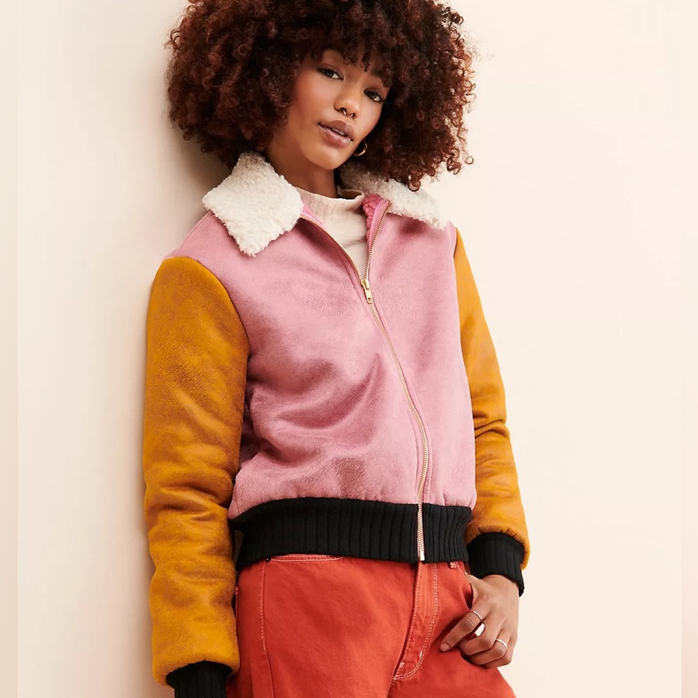 Hutch Faux Suede Colorblock Bomber